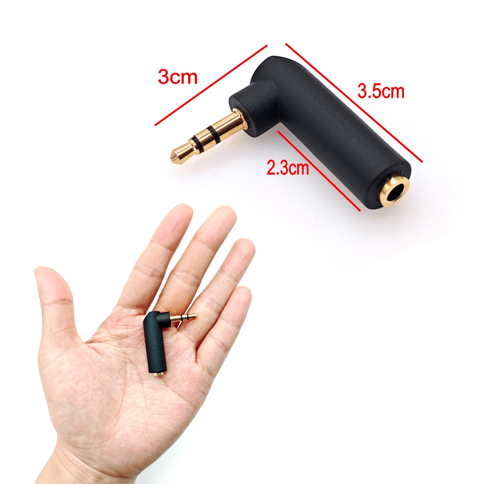 JZK 3,5 mm Adaptateur Jack coudé à 90°, convertisseur Audio stéréo TRS 3 pôles plaqué Or mâle vers Femelle, prolongateur Audio pour Casque AUX