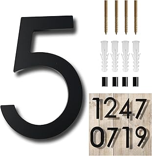 6 Inch House Numbers for Outside Modern-Rust Proof 3D Floating Address Sign-Address Numbers for Door Garden Mailbox,Matte Black Acrylic 911 Visibility Signage (5)