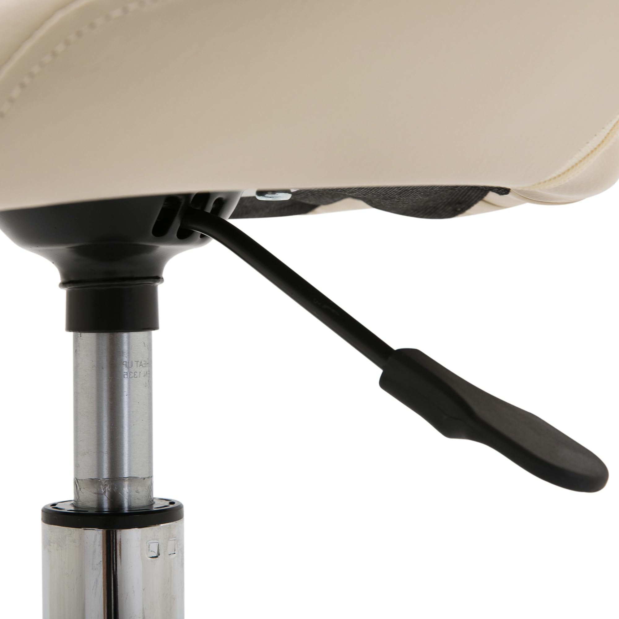 Duhome Drehstuhl mit Rollen, Rollhocker Kunstleder Drehhocker Schminktisch Hocker mit Lehne Arbeitshocker Bürohocker Höhenverstellbar, Creme
