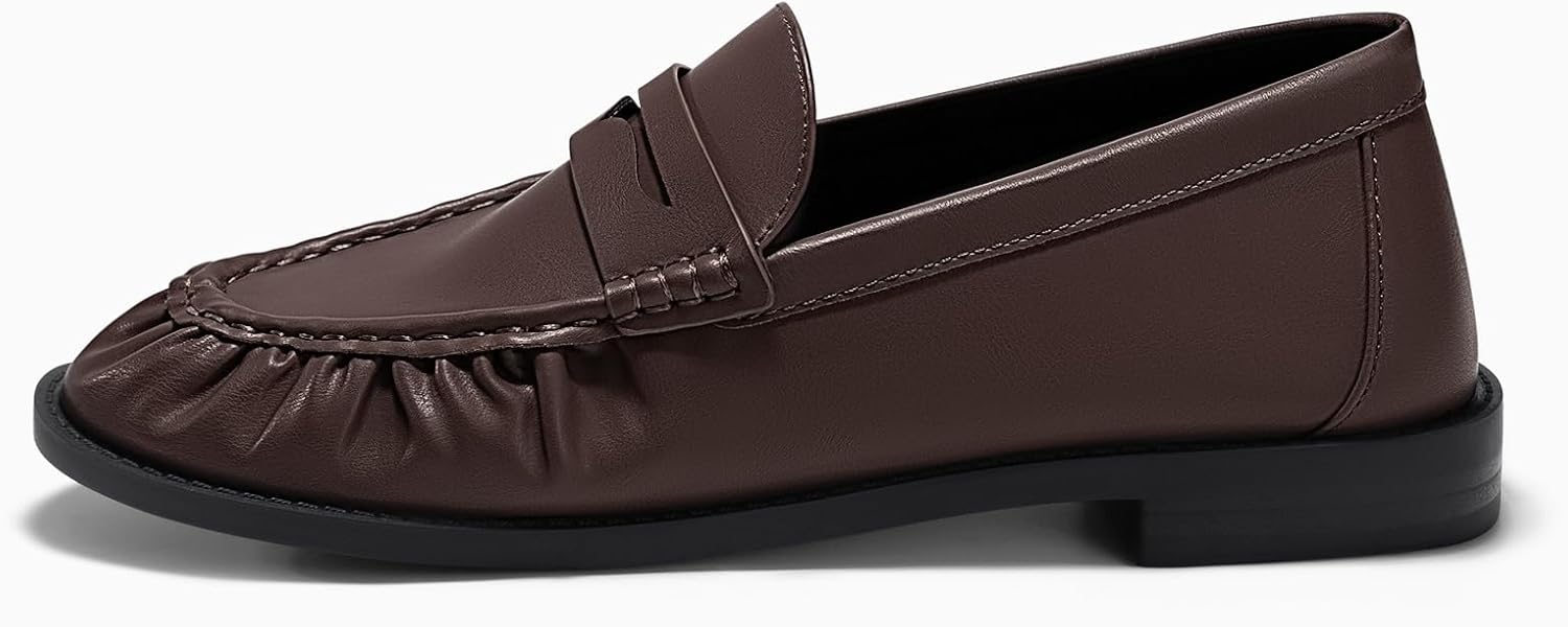 Coutgo Penny Loafers for Women Comfortable Slip on Shoes Collapsible Heel Closed Toe Dressy Casual Work Flats - Image 4