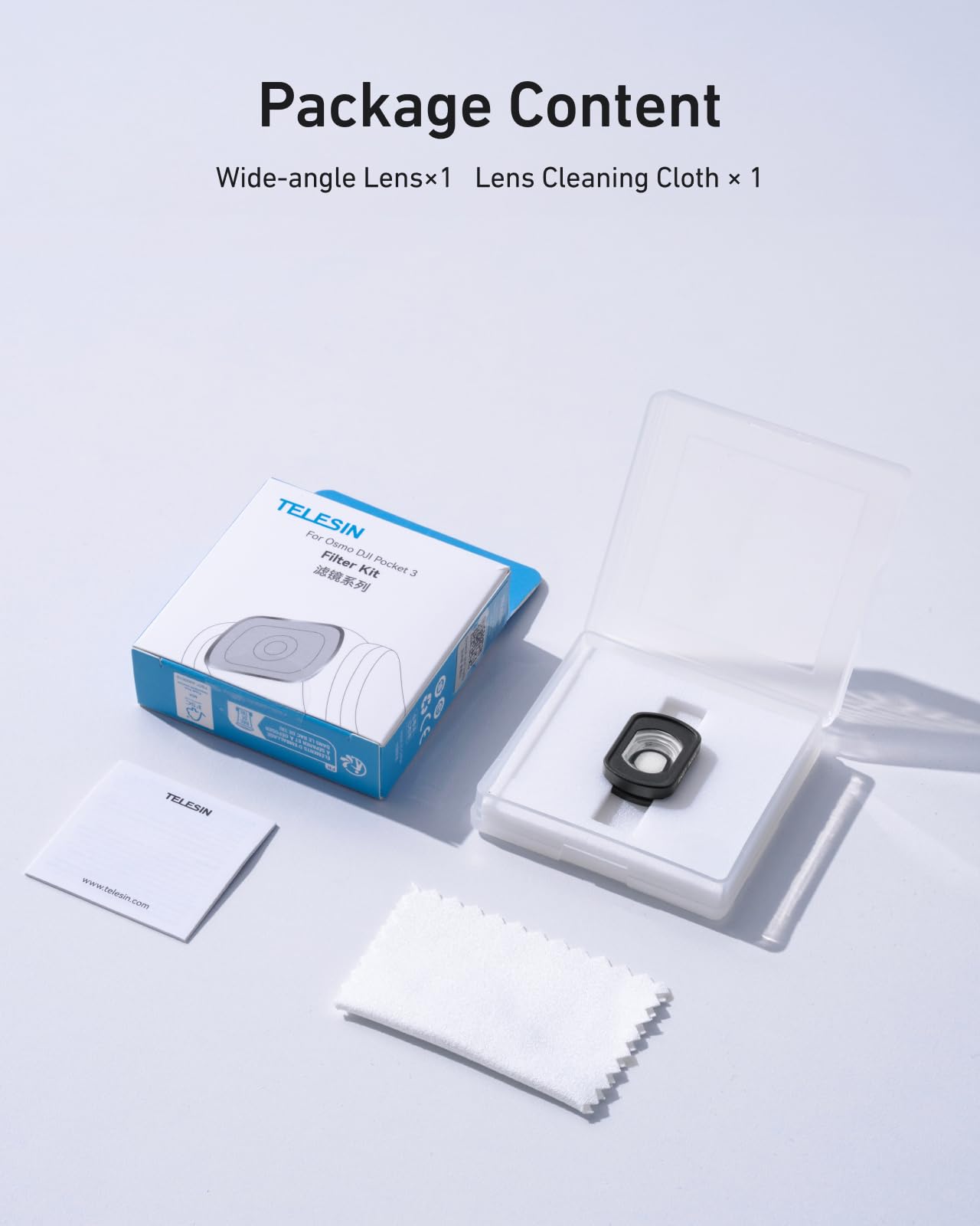 TELESIN 112° Weitwinkelobjektiv für DJI Osmo Pocket 4/3, magnetisches mehrfachvergütetes Glasobjektiv, 0,72x erweitertes Sichtfeld für Vlogging & Reisefotografie, Osmo Pocket 4/3 Zubehör
