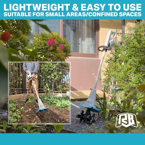 RB 40V Cordless Tiller Cultivator, Battery Powered Garden Tillers for Narrow Areas, 8-Inch Tilling Width & 7-Inch Depth, Foldable Design for Small Gardens, Lawn Care and Cultivation by RB - Image 5
