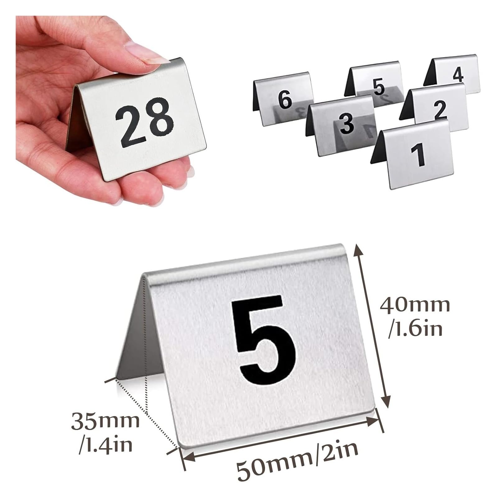 Tischnummern, Tischschilder mit doppelseitigen schwarzen Zahlen, Tischkarten, ideal for rustikale Empfänge, Bankette, Cafés, Restaurants(1 to 50)