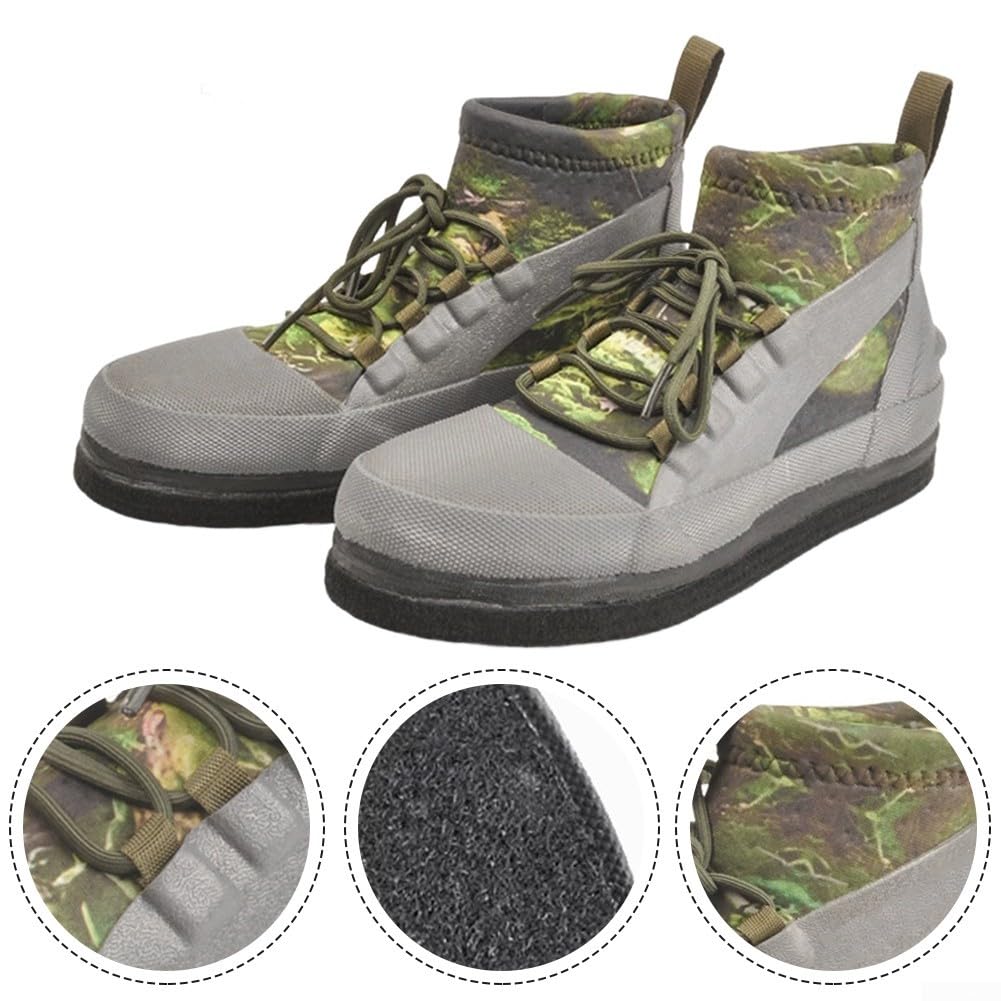 Zapatos de vadeo para hombre y mujer, ligeros, antideslizantes, suela de fieltro, puntera de goma, para pesca al aire libre, río, playa, zapatos de agua, color verde, talla 6-12