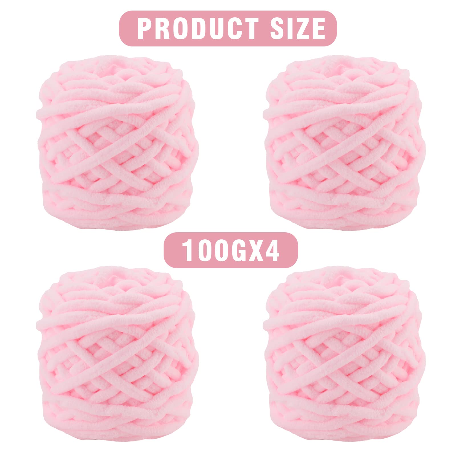 Knitting Wool Yarn 4 x 100g Multi-Colored Soft Chunky Yarn for Crochet Projects Making Plush Balls Handmade Bags Sweaters Shoes Hats Sweaters Blankets Scarves - Image 2