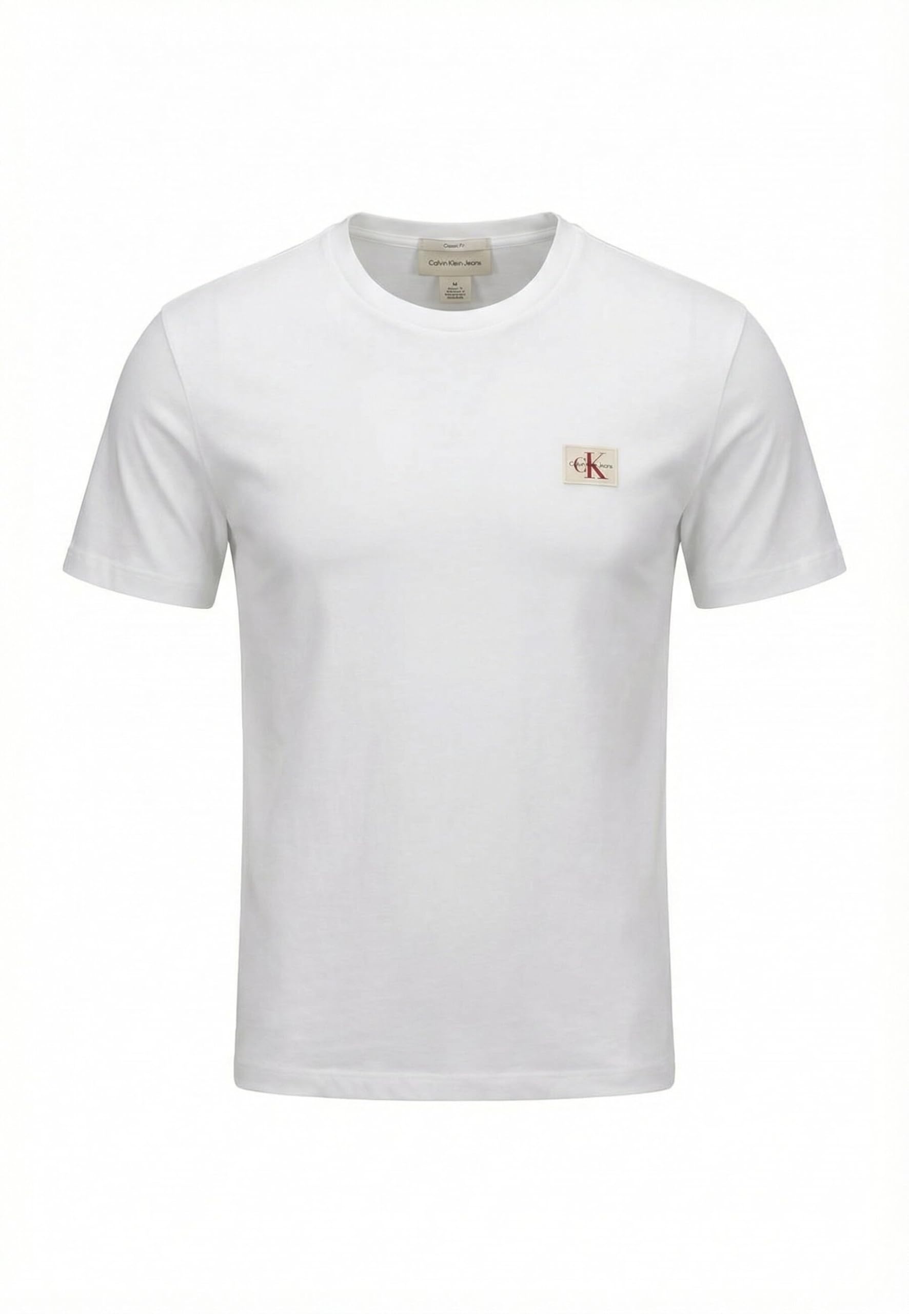 Calvin Klein Men's Short Sleeve Badge Classic Cotton Jersey T-Shirt, White (Bright White), XL