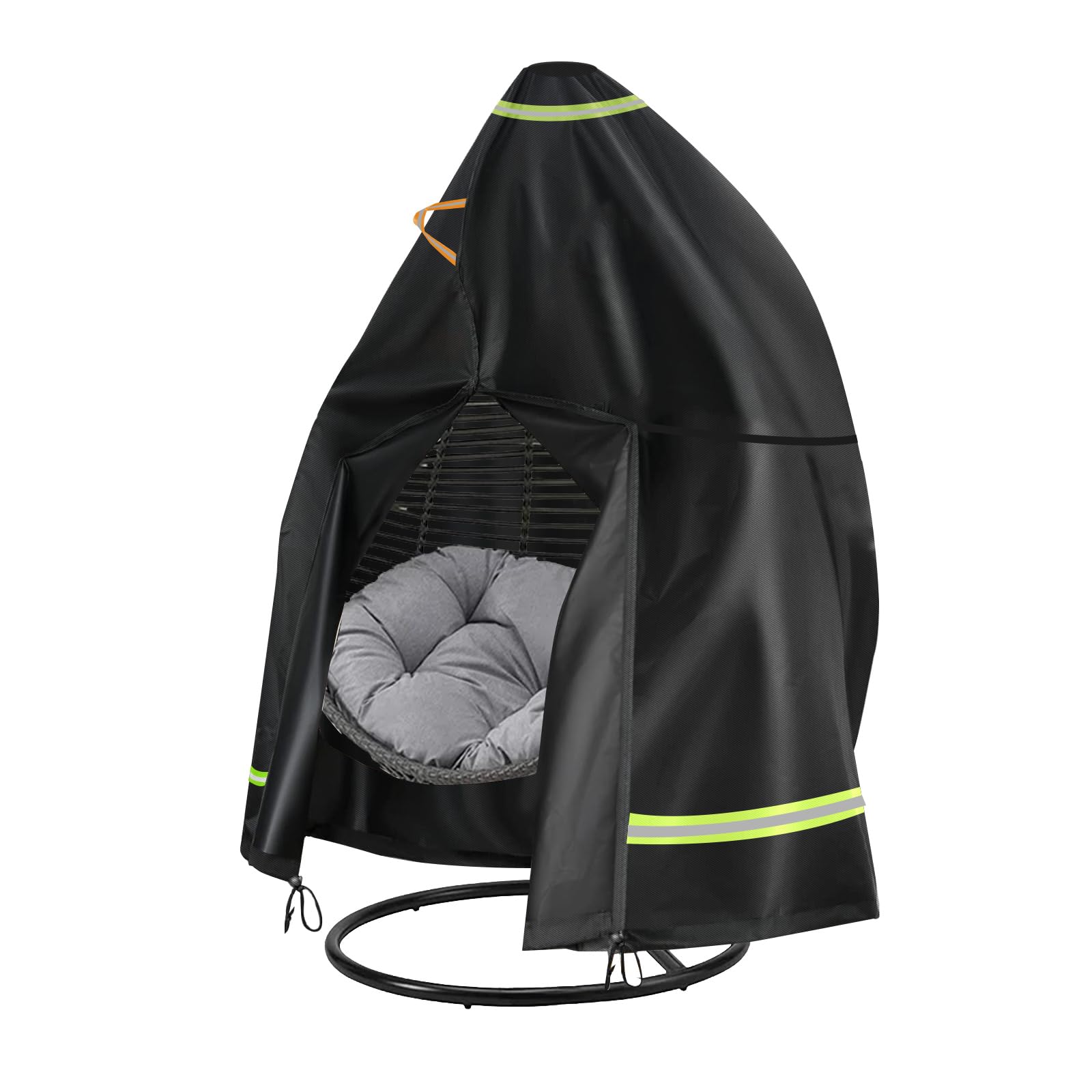 Housse de chaise à suspendre en tissu Oxford 420D robuste avec fermeture éclair et cordon de serrage, imperméable, anti-UV et coupe-vent pour balancelle de jardin (230 x 200 cm)