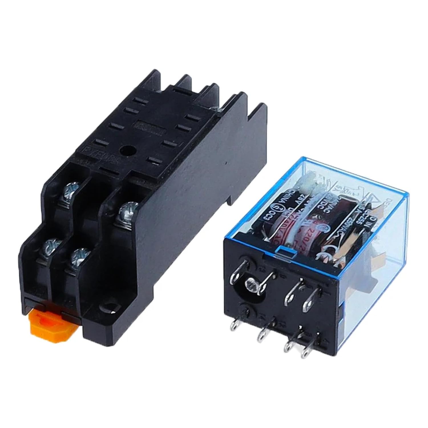 MY2NJ DPDT Power Relay with Socket, 8 Pin 35mm DIN Rail Mount, HH52P Model, Coil Voltage Control (24V DC)