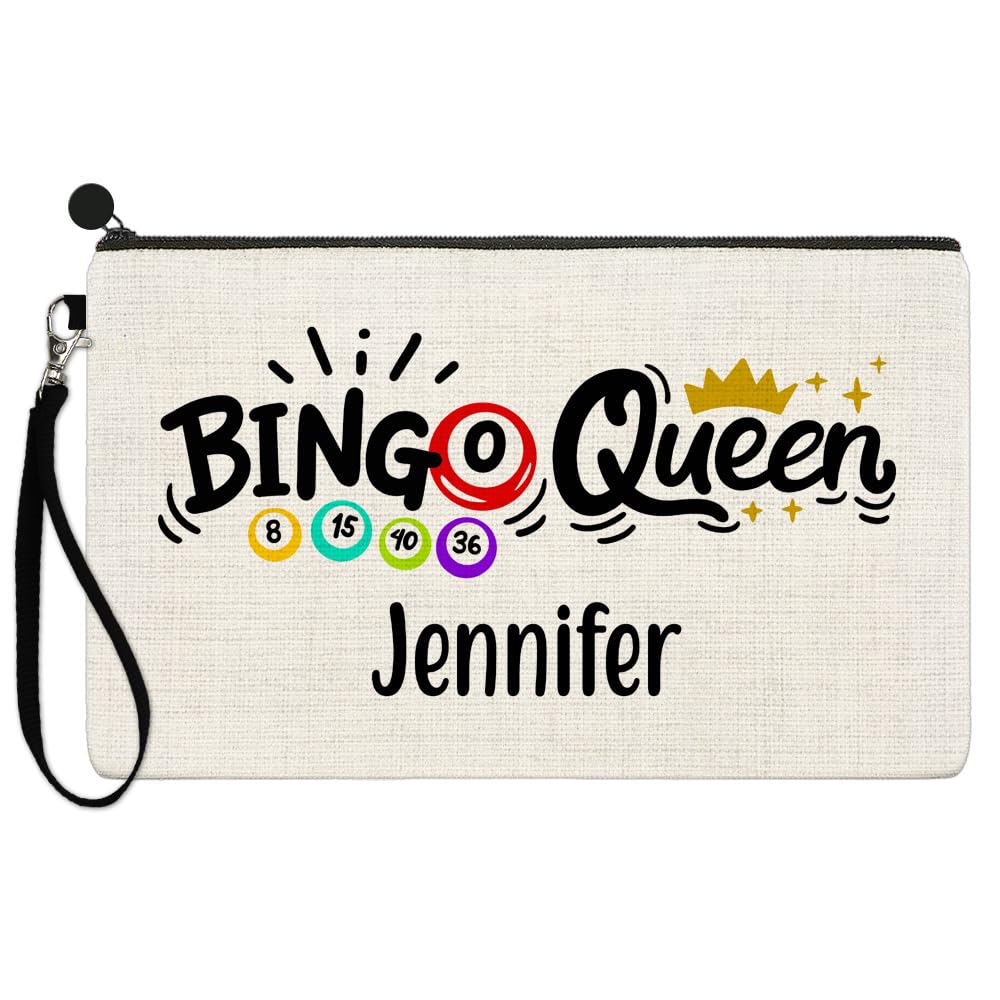 Personalised Bingo Queen Linen Style Case Bag Dabber Carry Pouch Pencil Accessories Gift D2