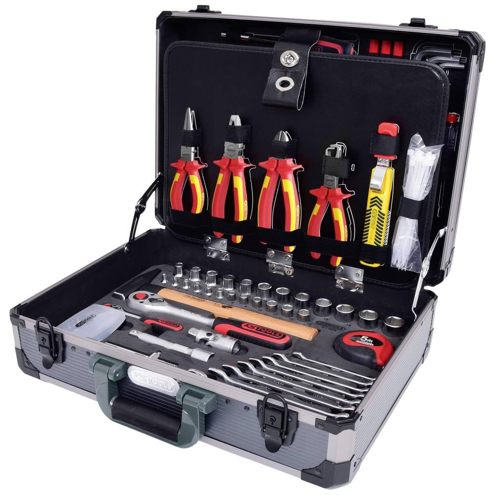 KS Tools 911.0628 1/4" + 1/2“ Maletín de herramientas de electricista, 128 pzs. | 128 Piezas FlankTraction
