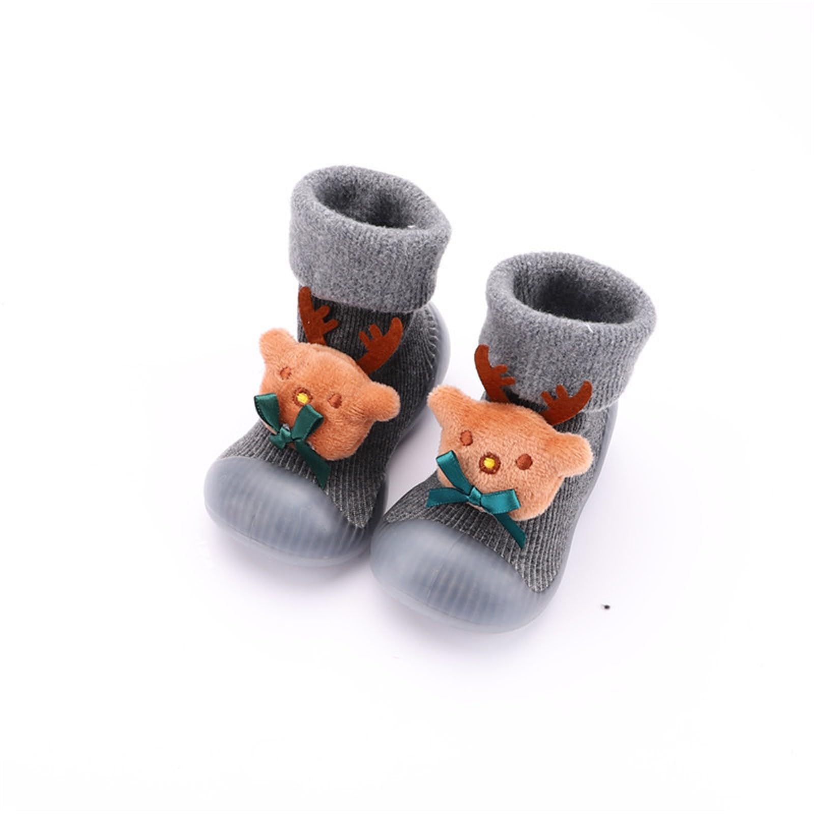 Toddler Girl Shoes Socks Animal Print Girl Baby Four Colors for 0 to 4 Years High Neck Shoes for Boys (Grey, 4 Infant)