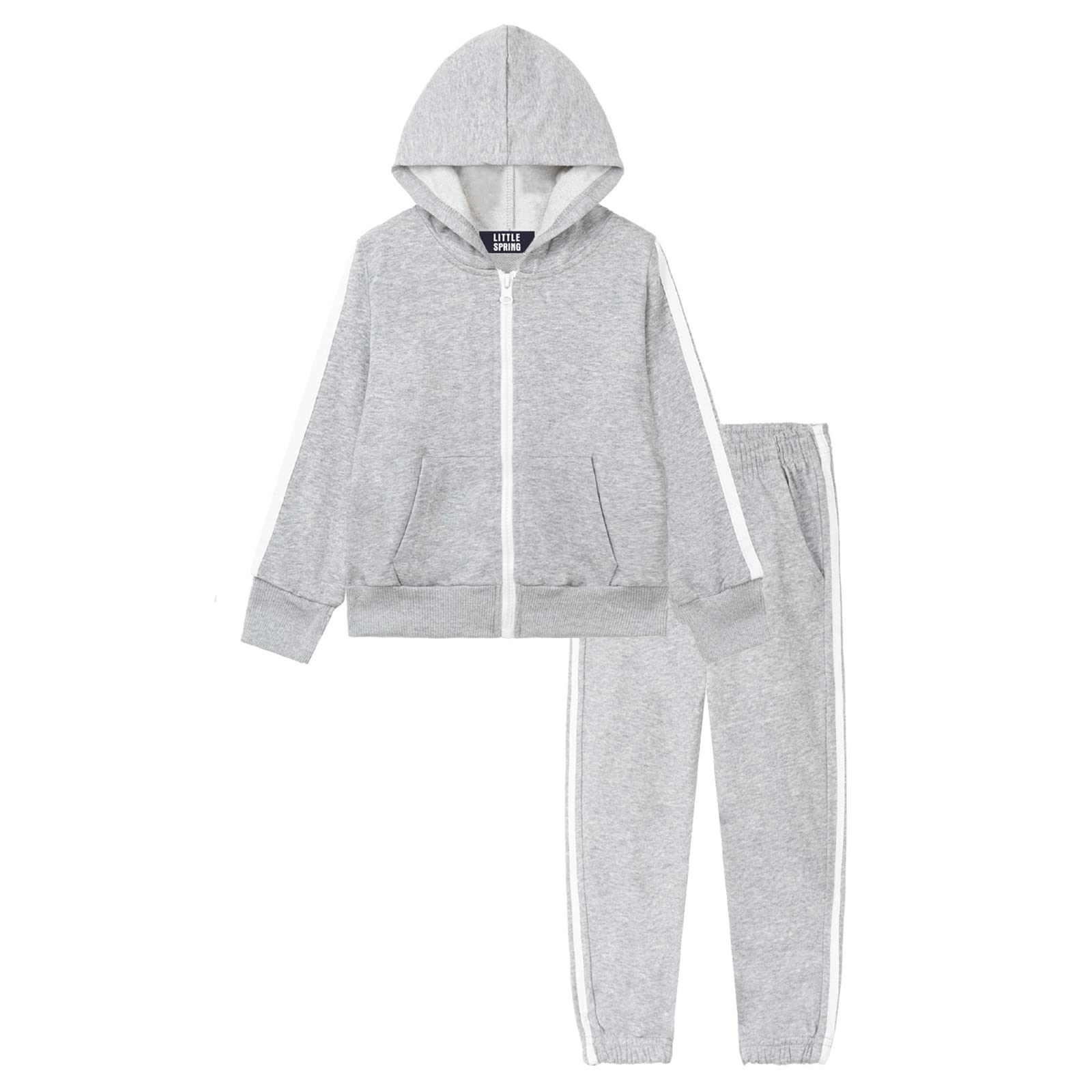 LittleSpring Little Boys Tracksuit Zip Up Athletic Hoodie and Jogger Pants 2-Piece Set