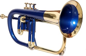 Brass Stylish And Stunning 3 Valve Blue Coloured Lacquered Flugel Horn