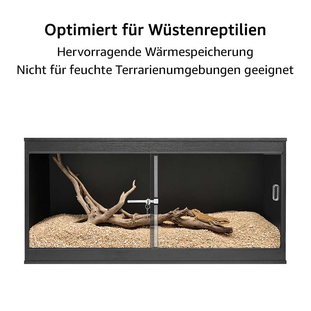 unipaws Großes Reptilien Terrarium 91 x 45 x 45 cm, Frontöffnendes Terrarium mit Glasschiebetüren, Oberbelüftung, stapelbares Gehege für Echsen, Bartagamen und andere Reptilien