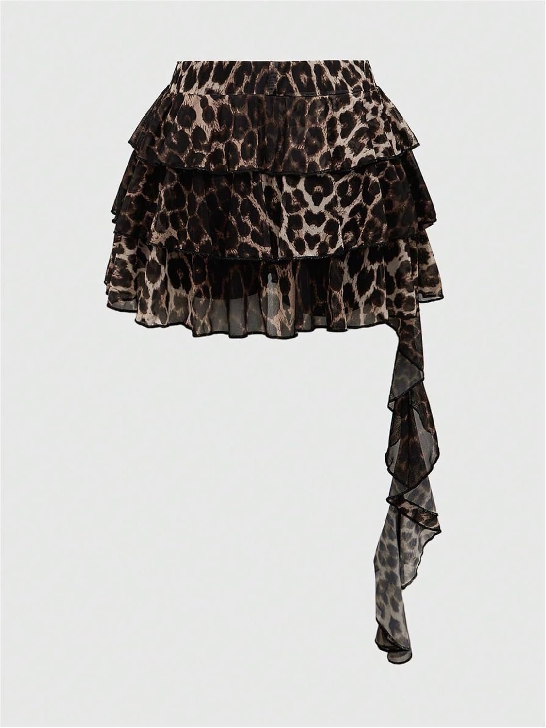 Women's Y2K Cheetah Print Ruffle Skirt Leopard Tiered Layered A Line Grunge Punk Mini Skirts - Image 3