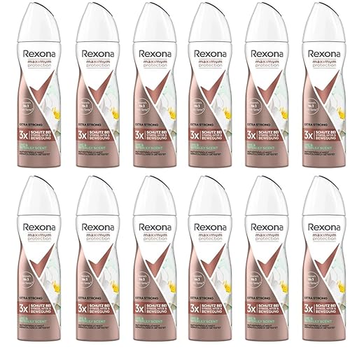 12x Rexona Maximum Protection Anti-Transpirant Spray Lime & Waterlily Scent mit zuverlässigem Schutz gegen starkes Schwitzen und Körpergeruch,150 ml (12er Pack)