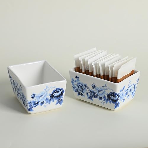 Miniatura 18 de Sizikato Tazón de la bolsa de té del sostenedor del paquete del azúcar de la porcelana blanca pura, 5 onzas 1 unidades,2 PIEZAS,azul-1