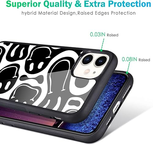 Miniatura 4 de MAYCARI Funda compatible con iPhone 11, cara divertida para niños y mujeres, cubierta trasera dura con diseño de arte divertido y lindo negro, funda