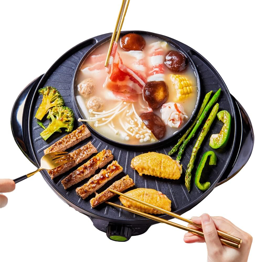 Olla Eléctrica Multifunción MNSSRN 1600W con Parrilla y Tapa de Vidrio