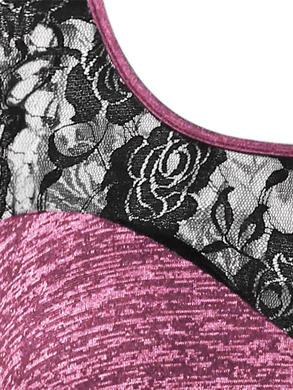 Nihsatin Women's Plus Size Lace up Ribbed Tops Casual T-Shirts Gothic Corset Top: 5508pink 4X-Large
