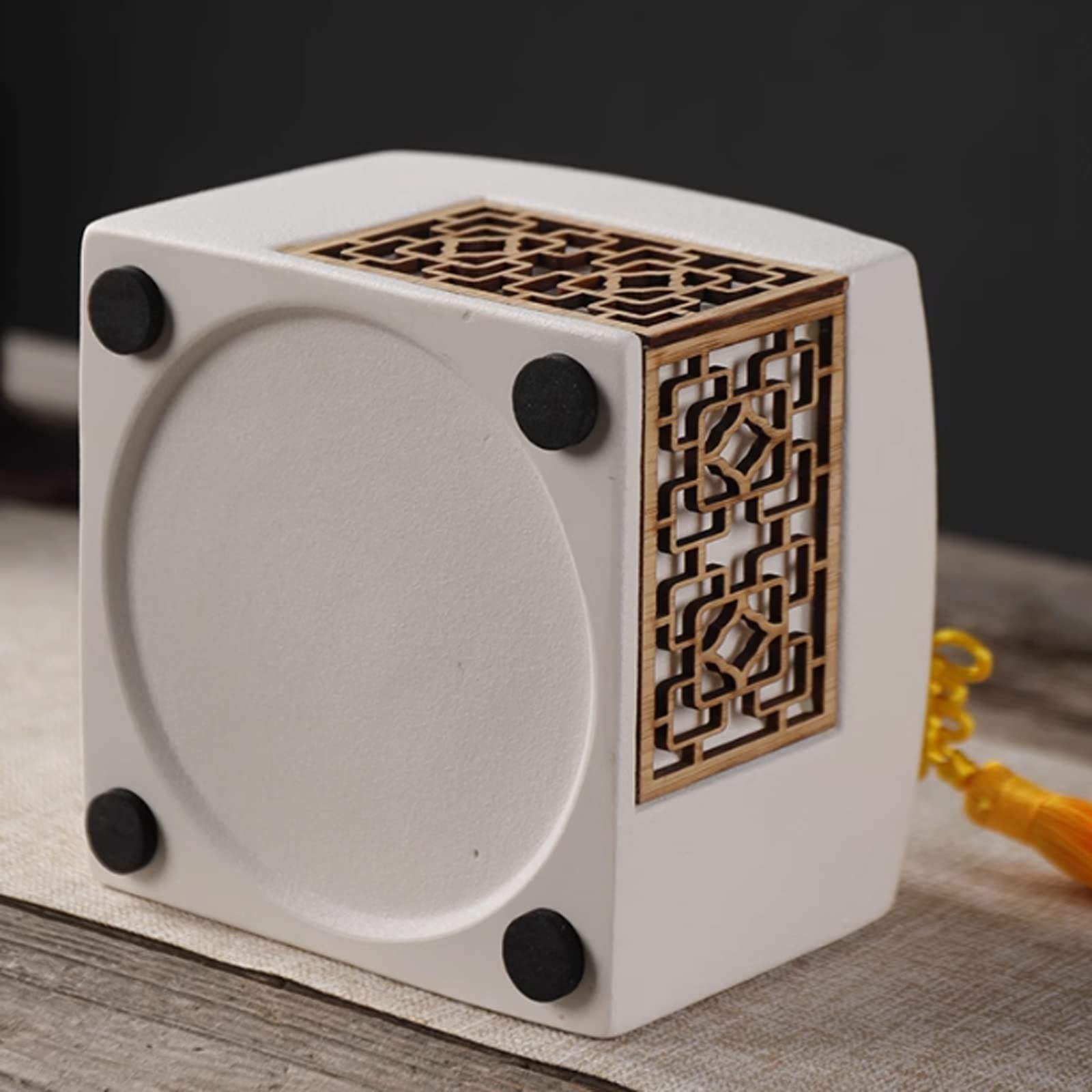 Pojemniki do przechowywania herbaty biała kwadratowa ceramiczna puszka na herbatę retro zamknięta ceramiczna puszka luźna puszka na herbatę z żółtym chińskim węzłem frędzle przechowywanie herbaty