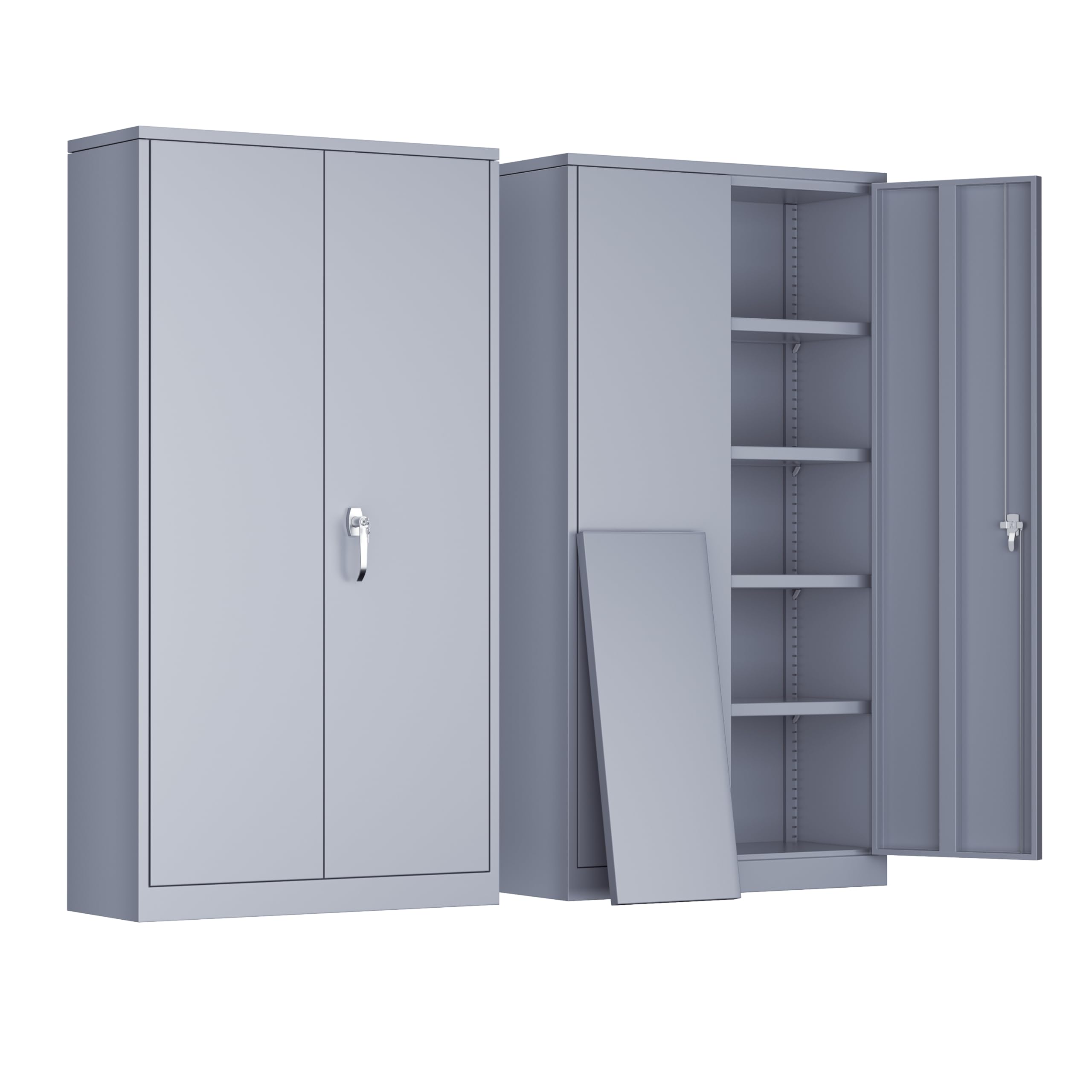 Greenvelly Metal Storage Cabinet, Locking Steel Cabinet with 2 Doors and 4 Adjustable Shelves, 71" Utility Metal Filing Organization with Lock for Home Office, Garage, Classroom (Dark Gray)