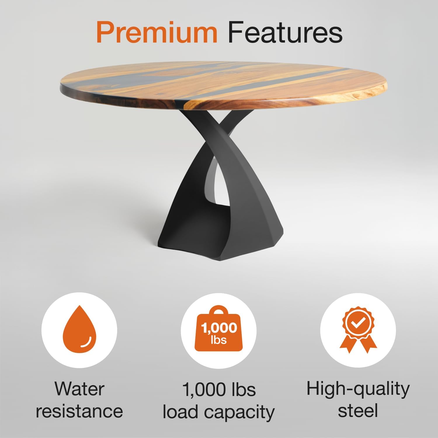 Flowyline 28" H 316 20B Tulipe Handcrafted Black Metal Table Legs and Bases for Dining Tables | Steel Desk Legs | Rust-Resistant, Adjustable Furniture Legs for Bench Mid-Century Modern Indoor/Outdoor