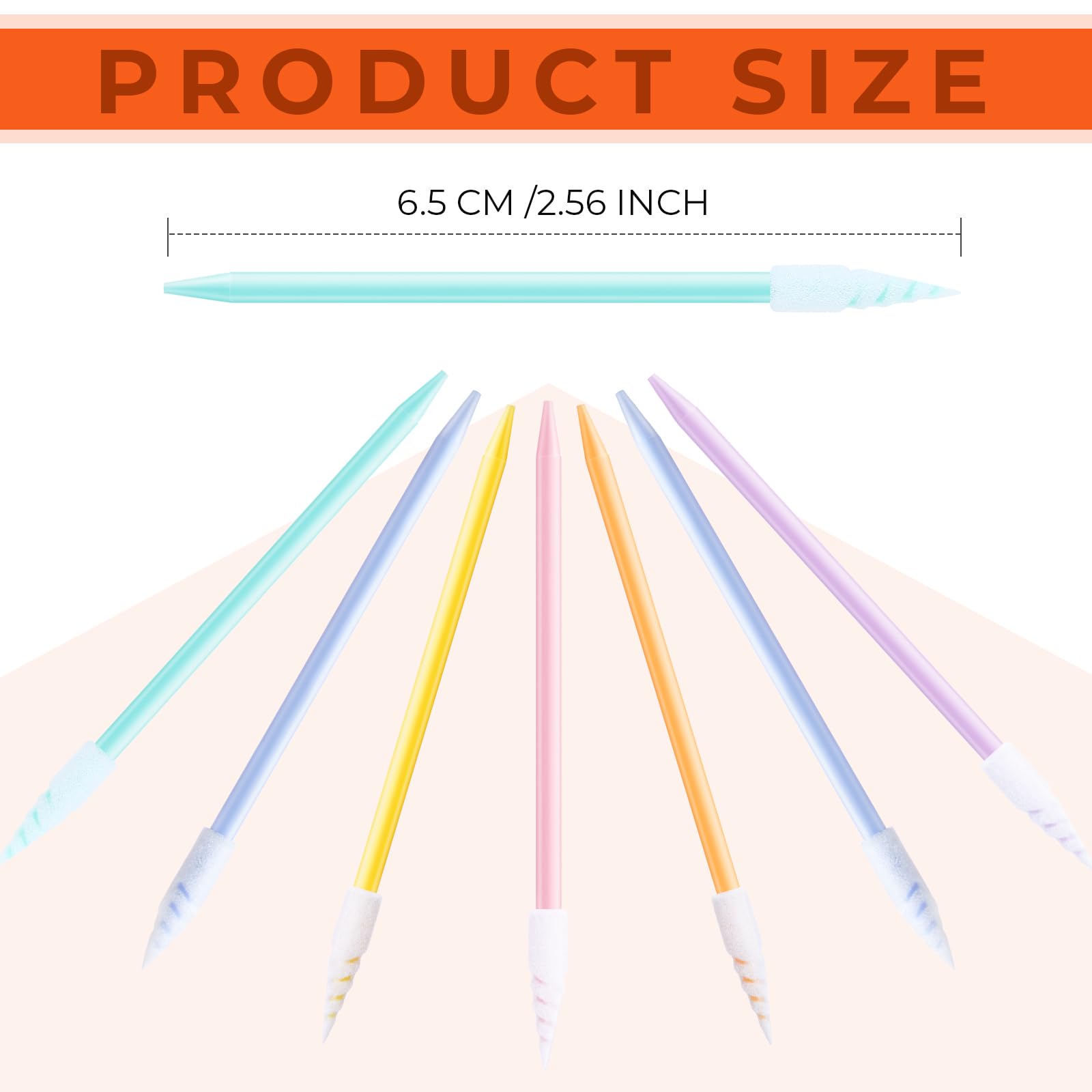 Chinco 200 Pcs Cleaning Swabs 2.56'' Pointed Tip Sticks, Pastel Color — Amazon image 4