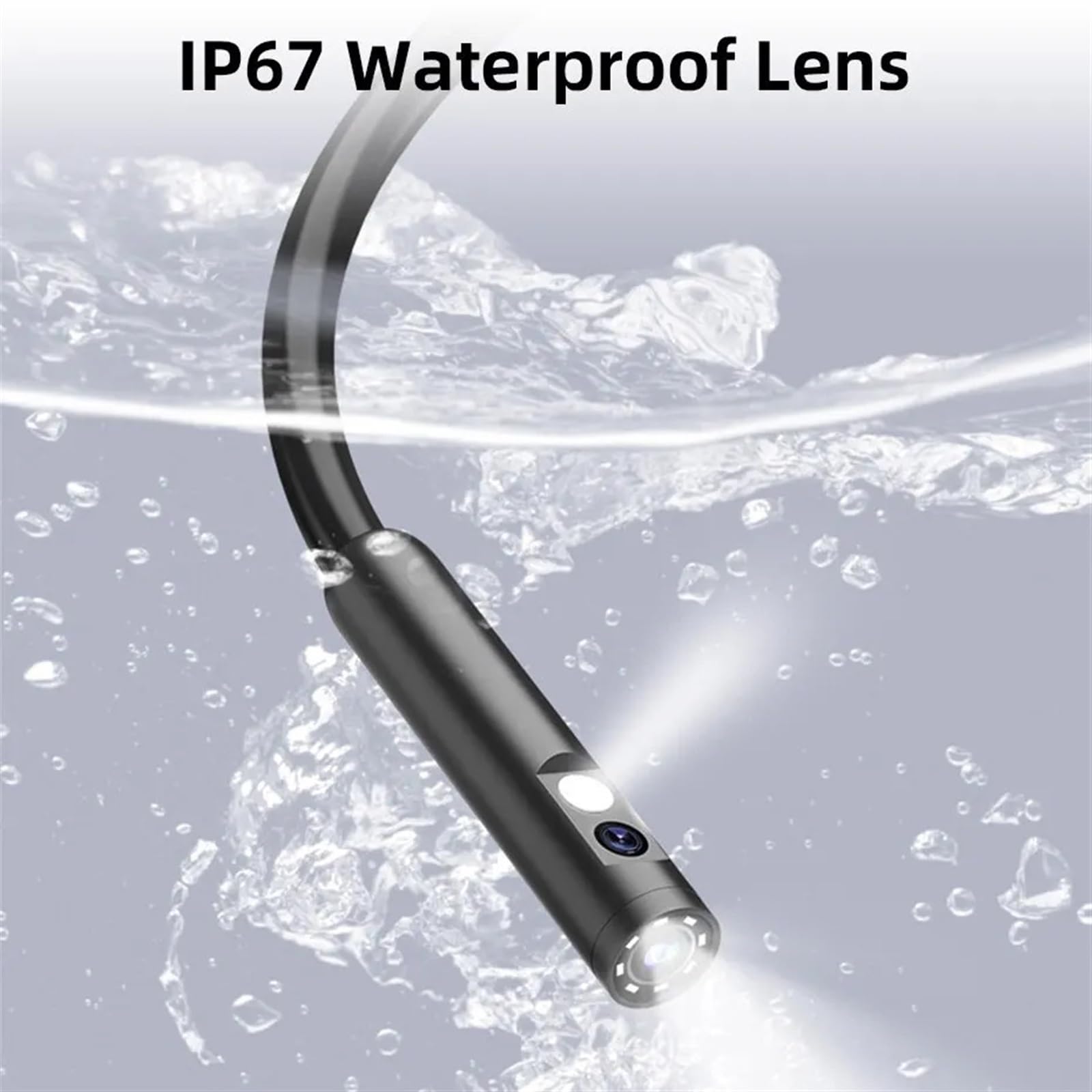 Inspection et analyse Caméra d'inspection endoscopique industrielle avec écran IP67, étanche, serpent, 1080P, Endoscope vidéo numérique portatif (Size : 3m, Color : 8mm Dual lens)