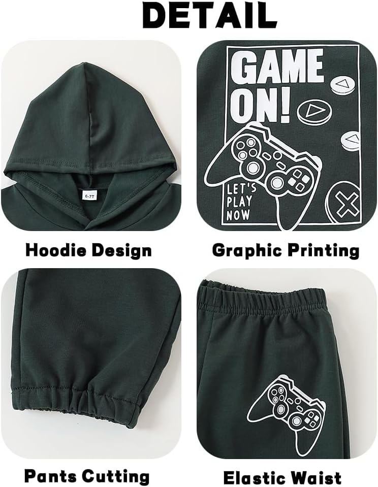 Cakaner Boys Sweatsuit Graphic Printed Hoodie Sweatshirt and Jogger Pant Sets Sizes 5-12 image 5