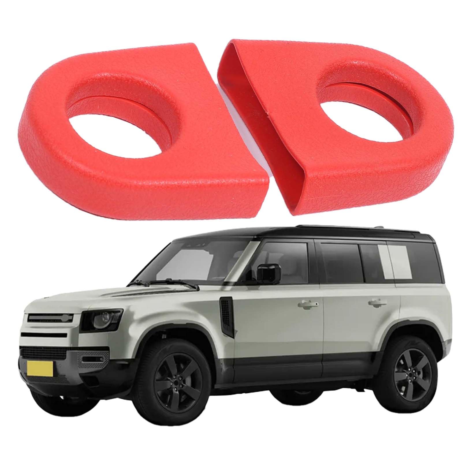 Geeignet für LR Defender 2020-2025 Anhängerhaken Dekoration Abdeckung,Schutzabdeckung für Anhängerhaken,Gummi Rear Trailer Ring Schutzhülle,Auto Abschleppring Schützen (Rot)