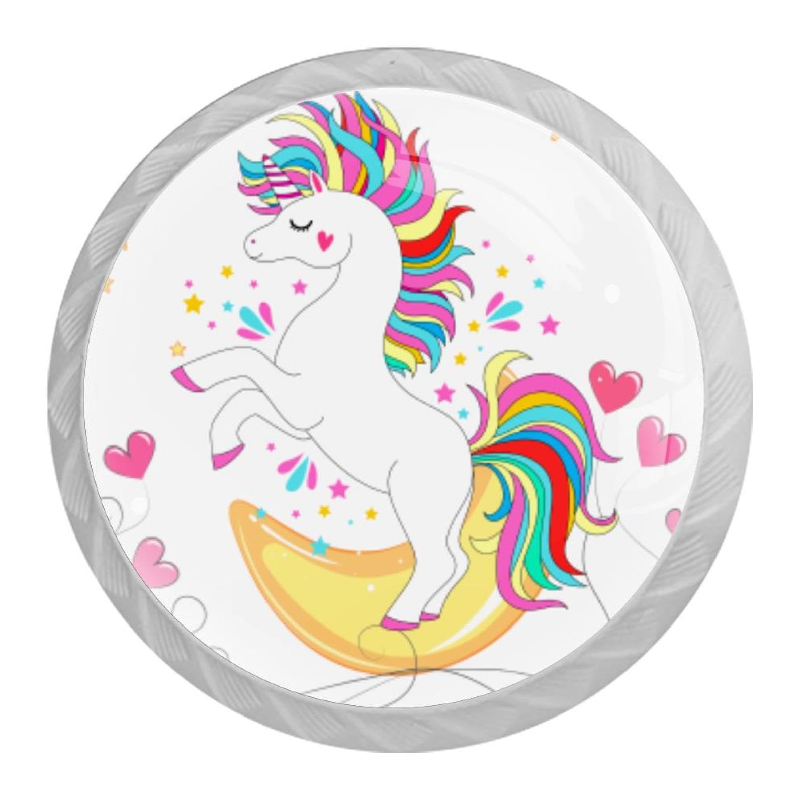 Tqmspg 4 Pieces Drawer Pulls Unicorn Door Knobs Dresser Handles for Kitchen Wardrobe Cupboard Hardware Furniture