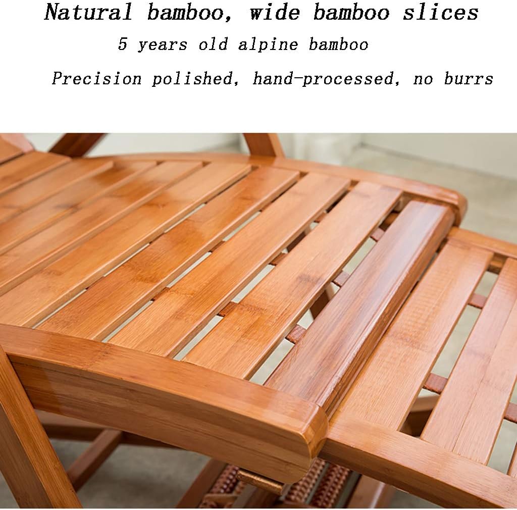 N / A Bamboo Rocking ChairFolding Chair, Portable Household Bamboo Rocking Chair, Adjustable Backrest with Foot Massage Ball Balcony Lounge Chair Sun Lounger
