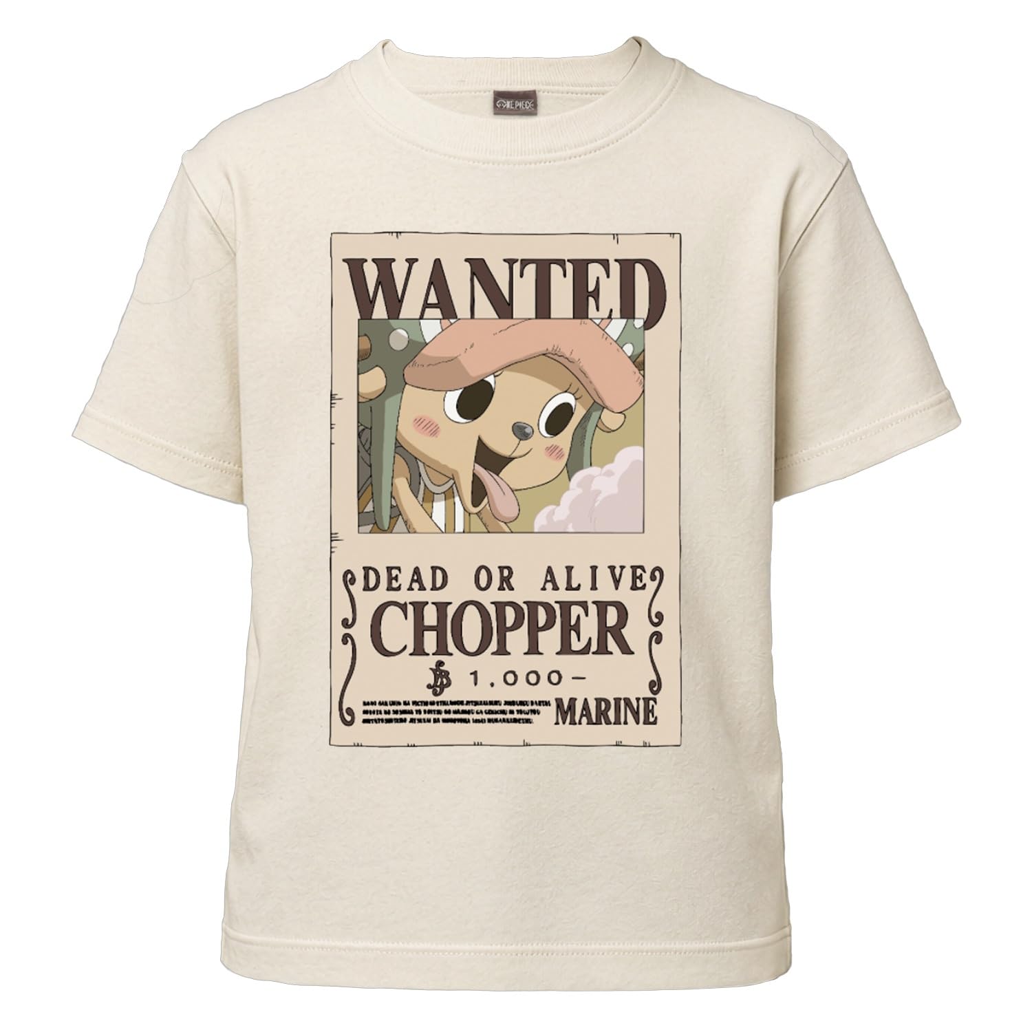 One Piece T Shirt Bambino e Ragazzo Chopper Wanted Poster – Maglietta Ufficiale Anime in Cotone - Ricompensa di 1.000 Milioni Berry - Maglia Idea Regalo Bambini