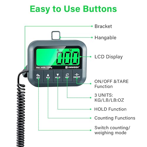 Miniatura 4 de Báscula postal digital de 440 libras, báscula de envío de alta precisión de 0.35 onzas para paquetes con retencióntaracuenta, báscula de paquetes
