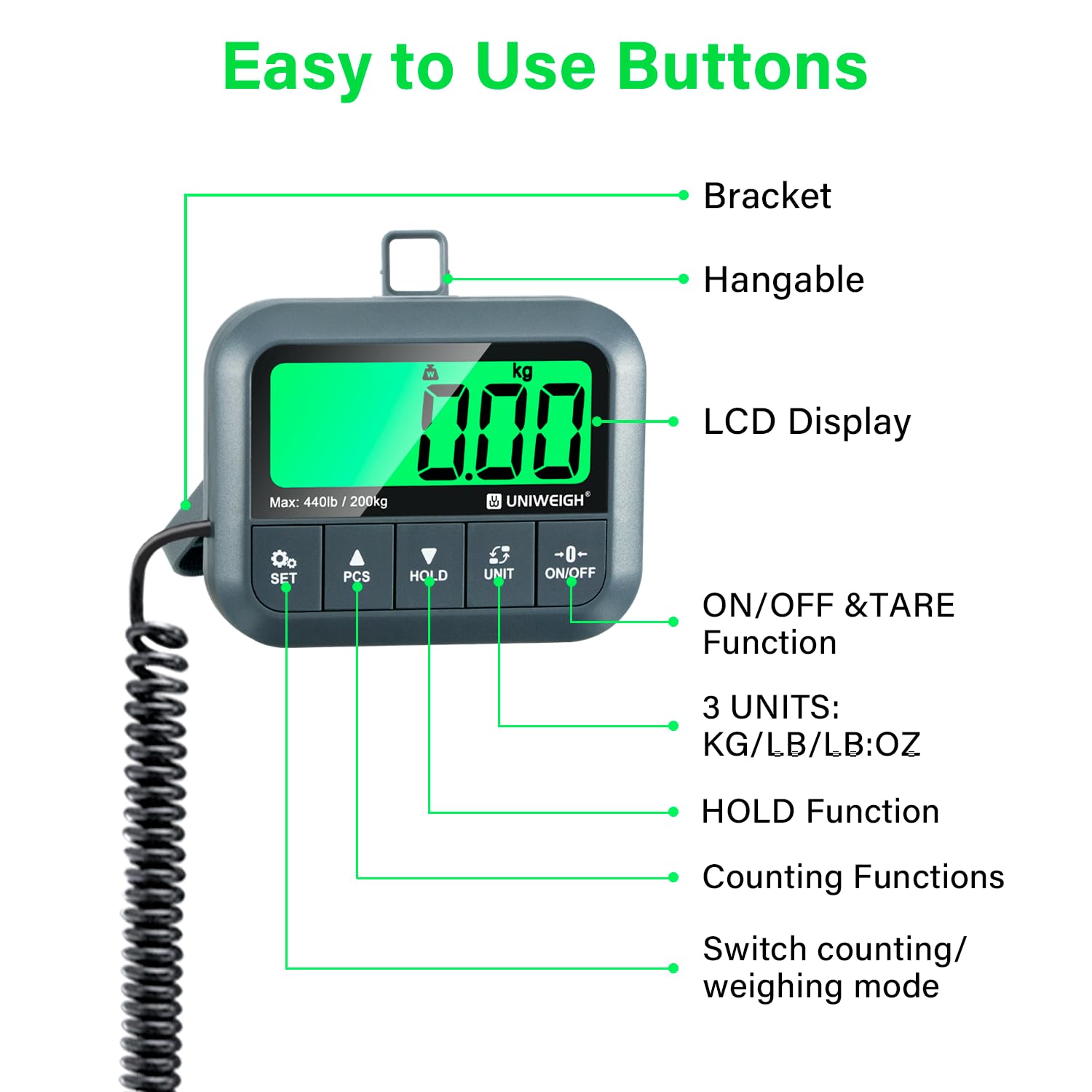 Digital Postal Scale 440lb High Accuracy 0 35oz Shipping Scale for Packages with Hold Tare Count Commercial Package — view 4