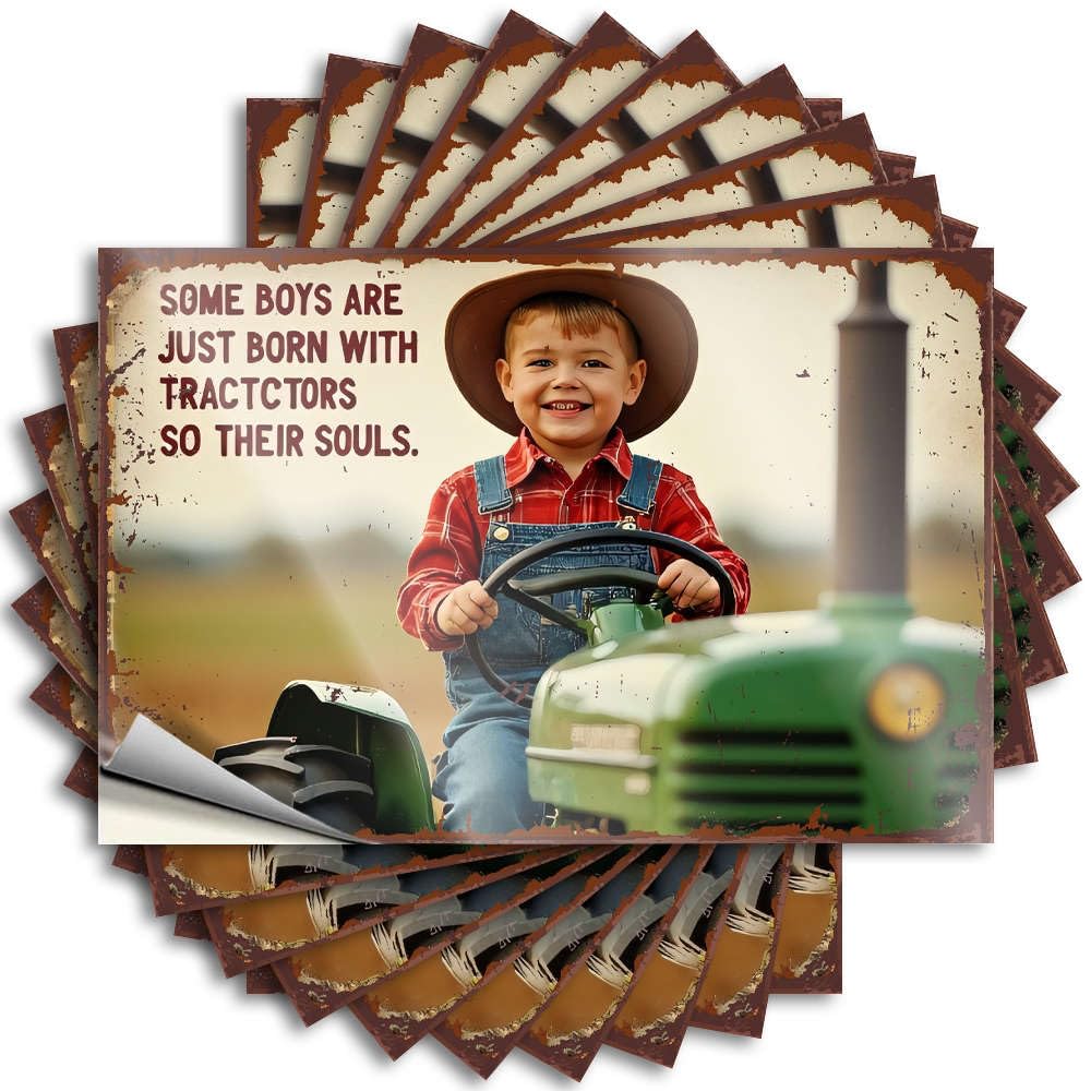 Some Boys are Just Born with Tractors in Their Souls. Good Guest Bathroom Decor - Funny Sticker Hard Removable Vinyl Decal(8X12CM)