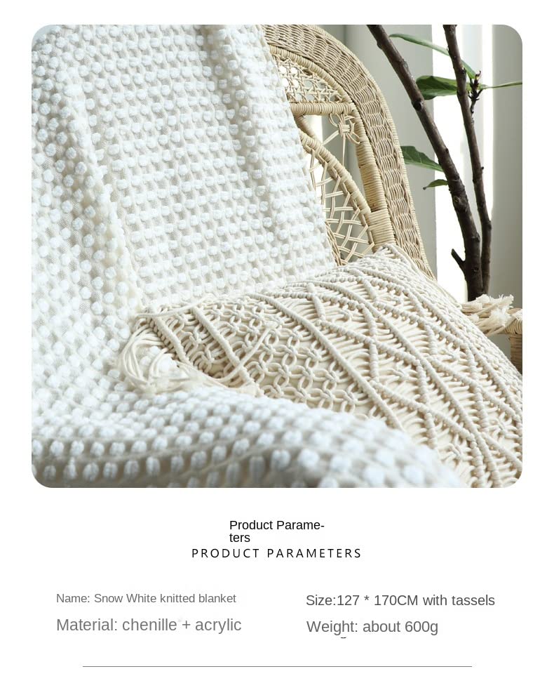 Coperta Decorativa Divano Maglia Coperta Divano Lavorata A Maglia Con Frange - 127x152 Cm, Acrilico, Morbida, Leggera, Rosa Polvere/Corallo Coperta 127x152 Cm