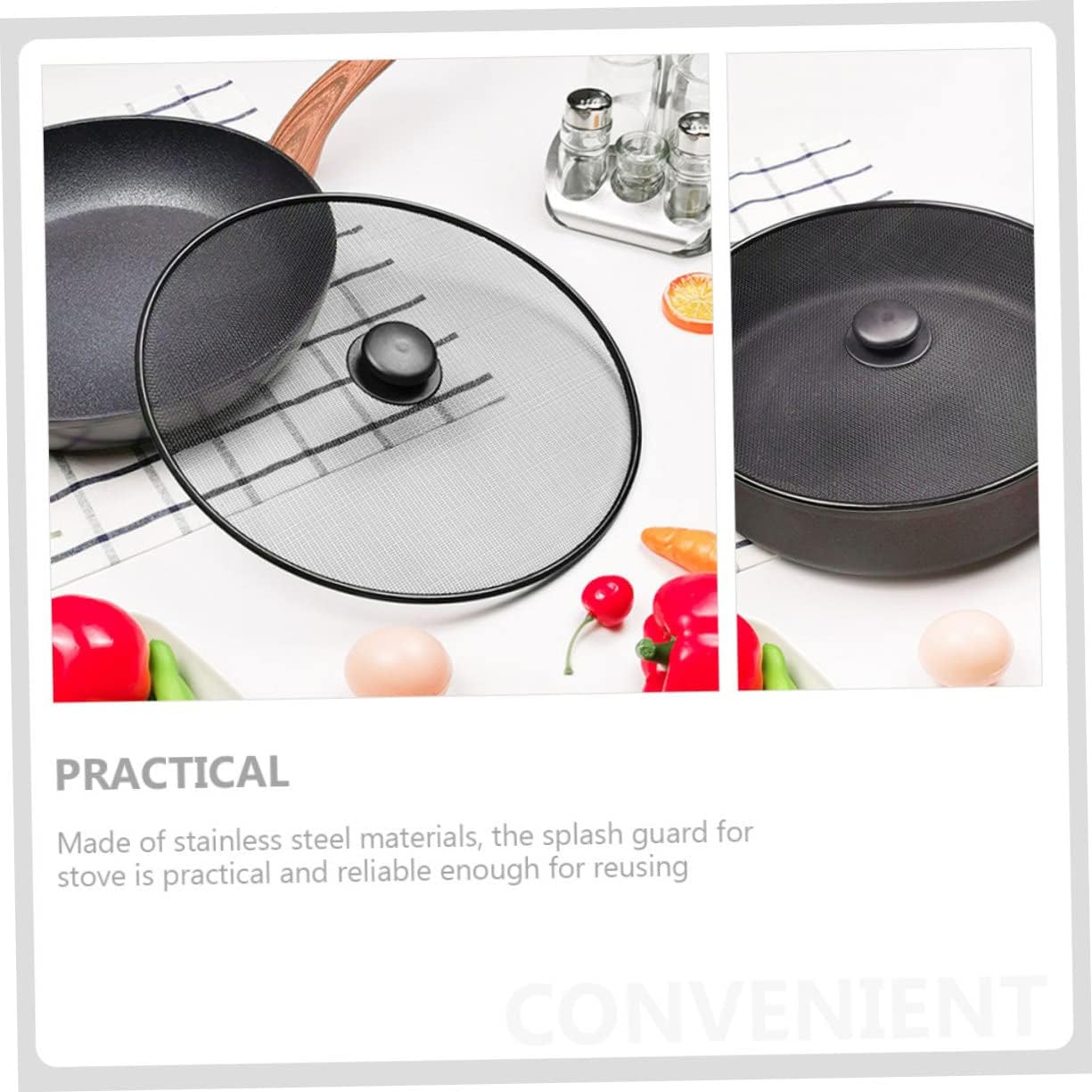 Fry Pan Splatter Screen 11.5 Inch Splash-proof Lid Pan Cover Grease Splatter Guard