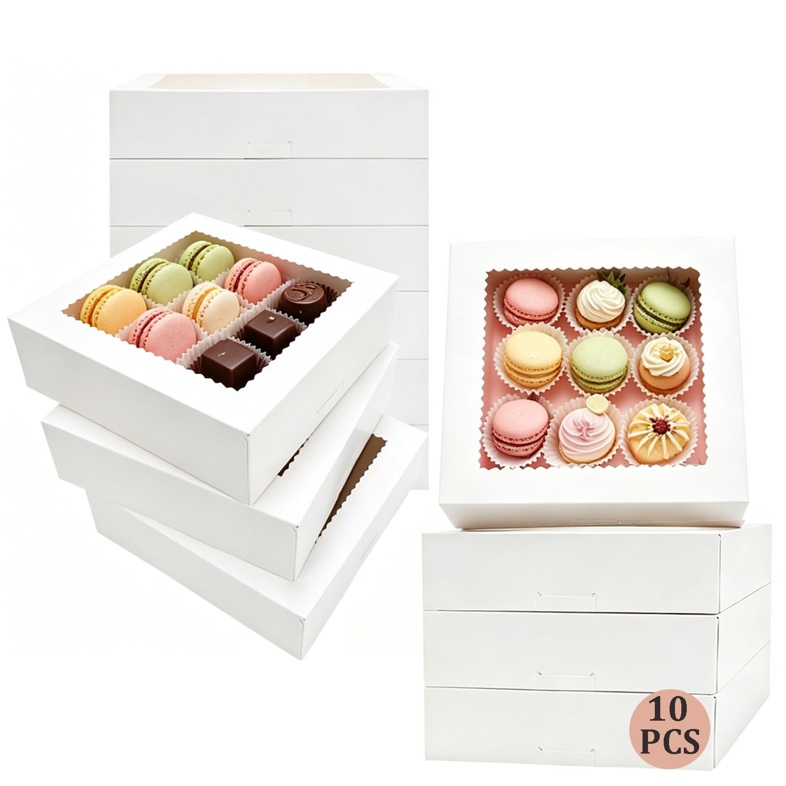 CUESVAP 10 Stück 12er Cupcake Transportbox mit Sichtfenster – Premium Kuchen Transportbox für Muffins & Torten – Einfache Montage inkl. Einsätze – Ideal für Bäckereien, Geschenke & Profi-Bäcker