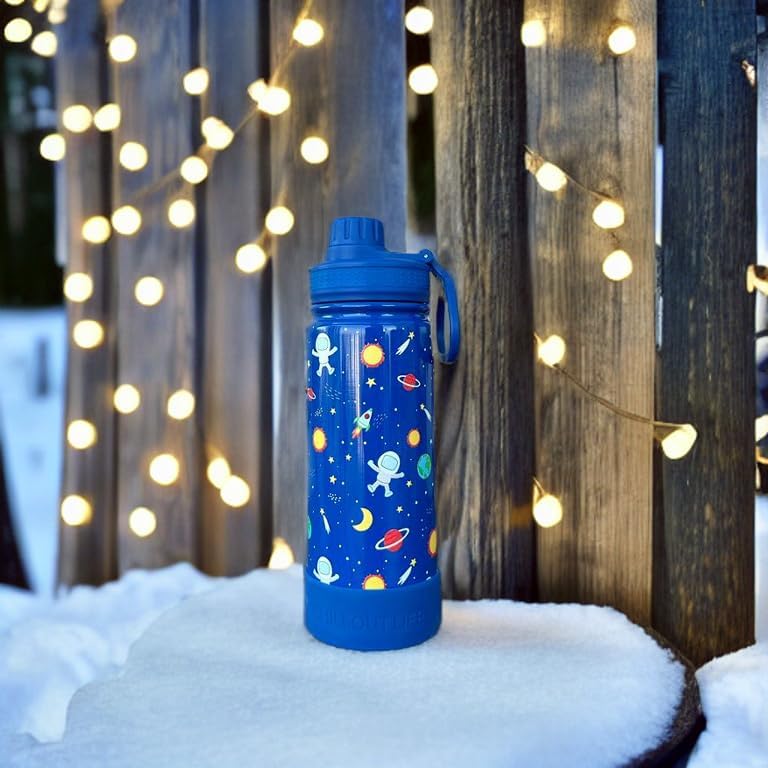 Miniatura 8 de CHILLOUT LIFE Botella de agua aislada de 17 onzas para niños para la escuela con tapa de boquilla a prueba de fugas y lindas pegatinas impermeables,