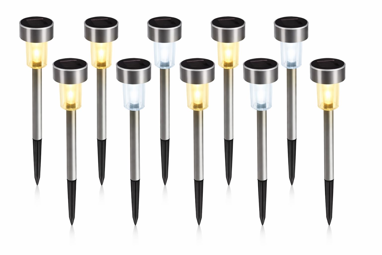 Solar Pathway Lights Outdoor Waterproof, LED Stake Lights for Lawn, Yard, Walkway, Driveway, Automatic Dusk to Dawn, Stainless Steel (2, Multi)-image-18
