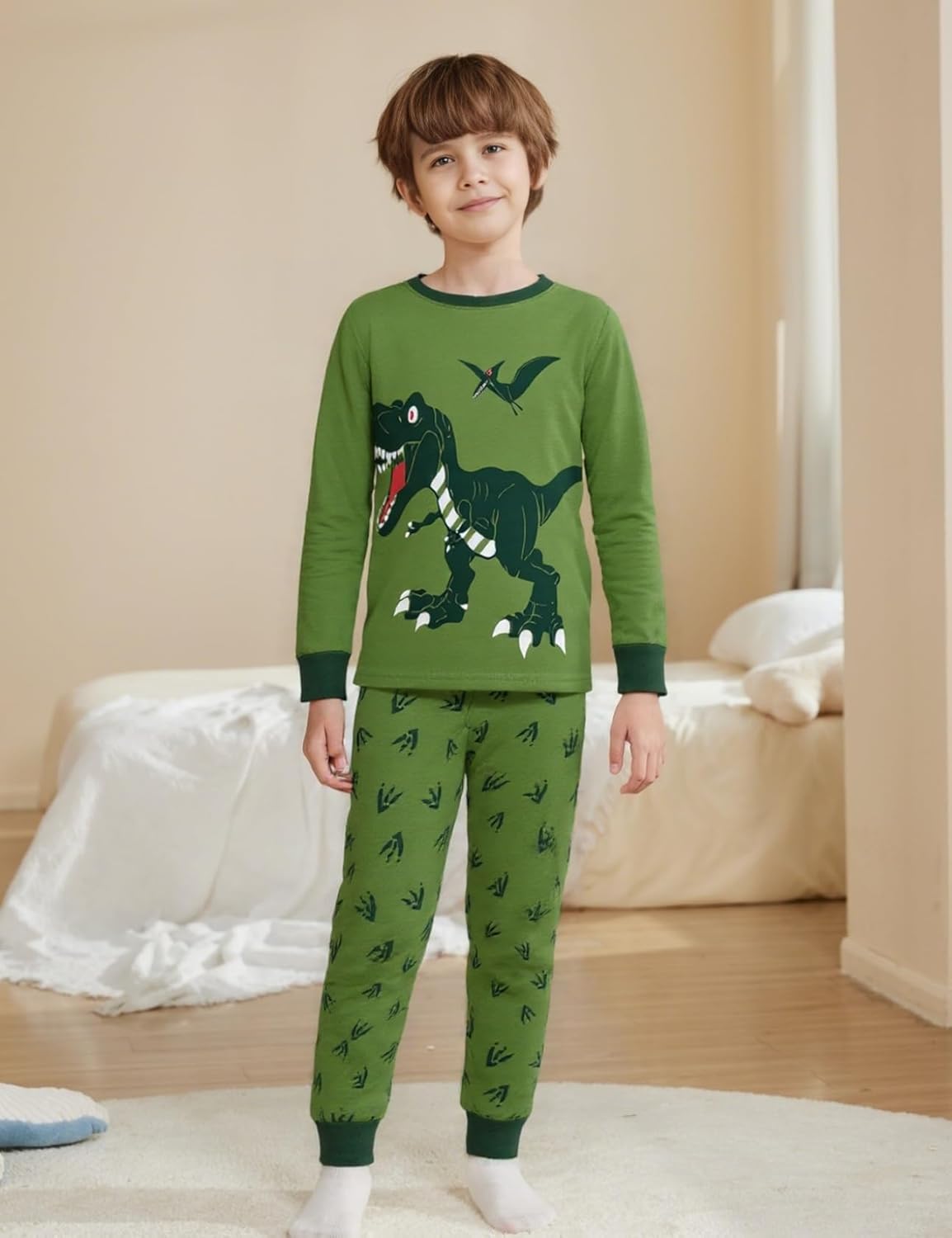 Akyzic Boys Pajamas Planet 100% Cotton Sleepwear Toddler Kids 2 Piece Long Sleeve Pjs 3-10 Years - Image 2