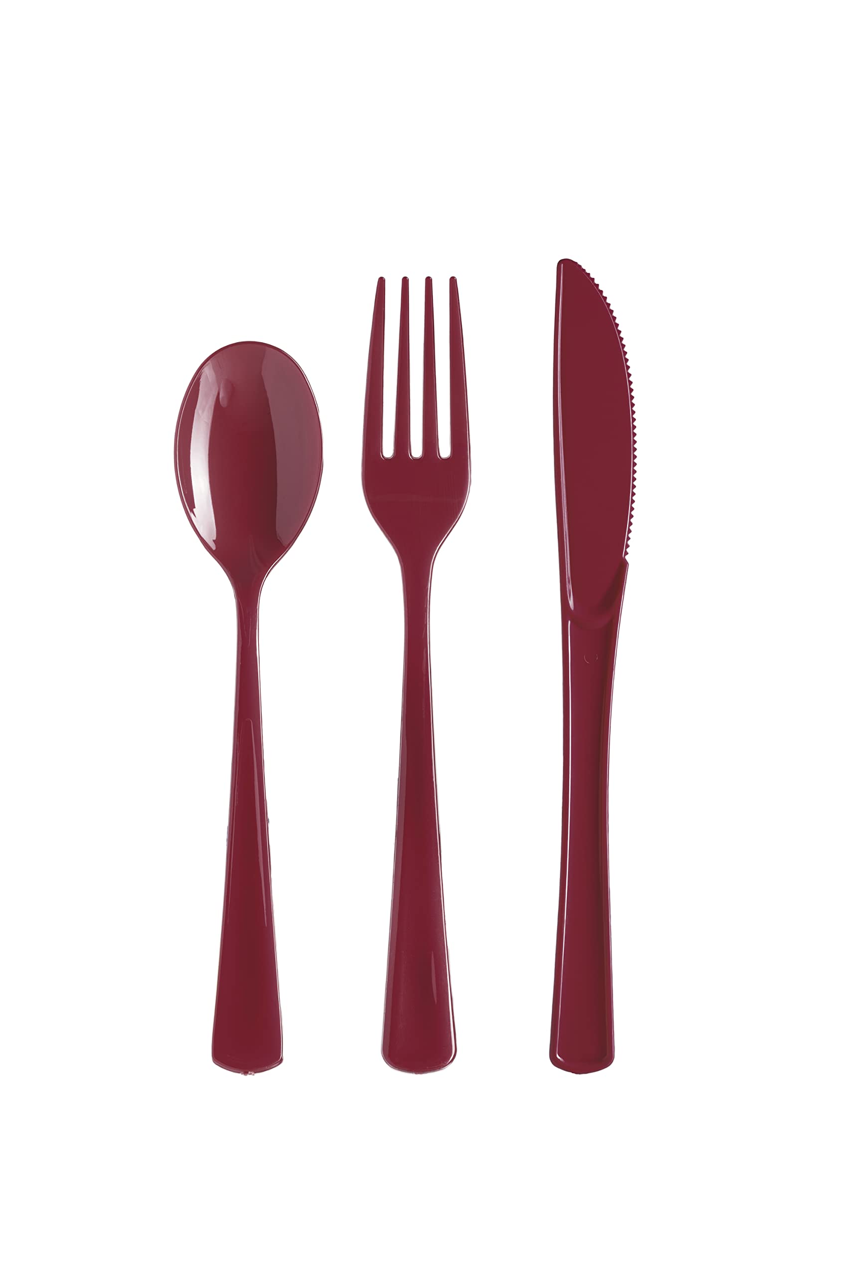 Burgundy Plastic Silverware Heavy Duty 150 Pcs Burgundy Plastic Cutlery Sets, Utensil Sets, 50 Of Each Forks, Knives & Spoons Disposable Cutlery Set, Flatware Set For Party Supplies Party Solids