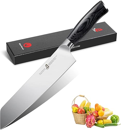 TUO Kirisuke Cuchillo de cocina de 8.5 pulgadas, cuchillo de cocina ultra afilado, acero inoxidable alemán de alto carbono, mango ergonómico de