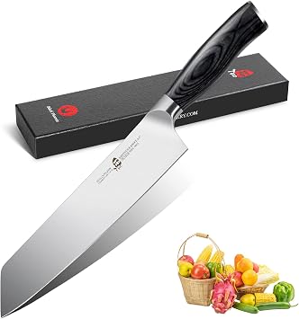 TUO Kiritsuke Knife 8.5 inch Vegetable Cleaver Kitchen Knife Ultra Sharp Knife, German High Carbon Stainless Steel, Ergonomic Pakkawood Handle Gift Box, Fiery Phoenix Series - Black