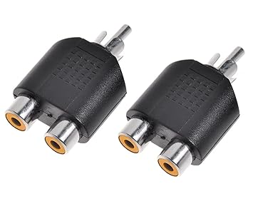 TAAPSEE 1 RCA Male to Dual RCA Female Jack Y Splitter Audio Adapter - Black Pack of (2)