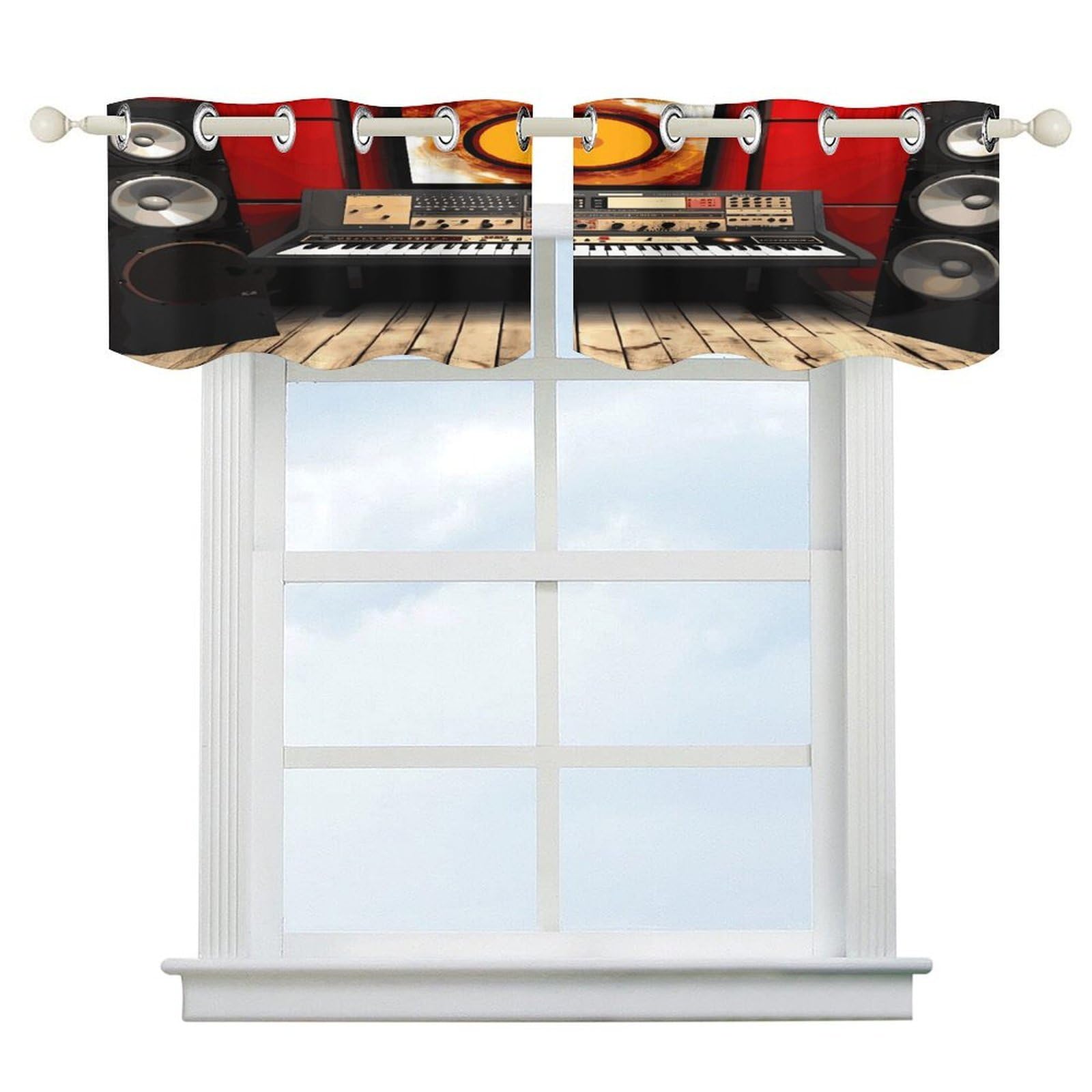 Fekiloot Style Music Studio Short Curtains Valance Curtain