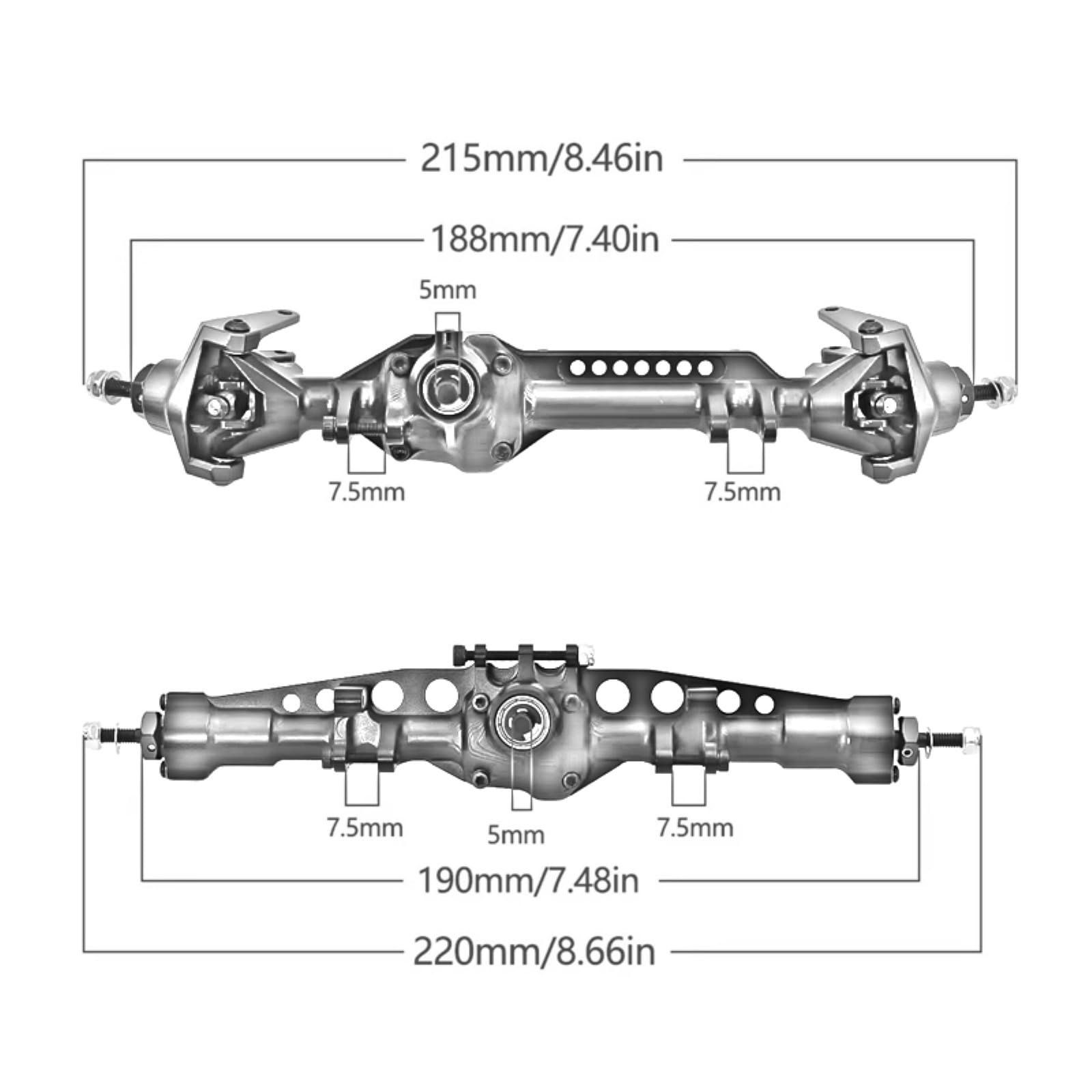 Set Anteriori Posteriori RC Per Axial Per SCX10 Pro 1/10 RC Crawler Assali Completi Parti Di Aggiornamento Set Di Assali Anteriori E Posteriori Dritti In Alluminio Integrati CNC