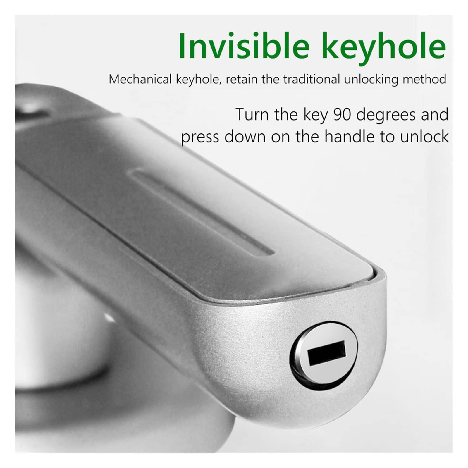Serrure connectée, Poignée de serrure de porte d'empreintes digitales Rechargeable par USB anti-vol entrée de sécurité biométrique électrique intelligente sans clé avec 2 clés maison intelligente,Con